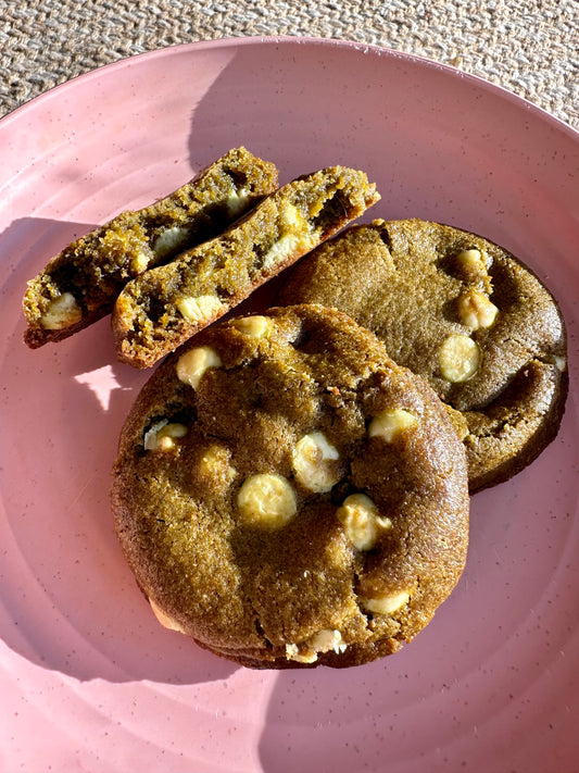 Brown Butter White Chocolate Matcha Cookies