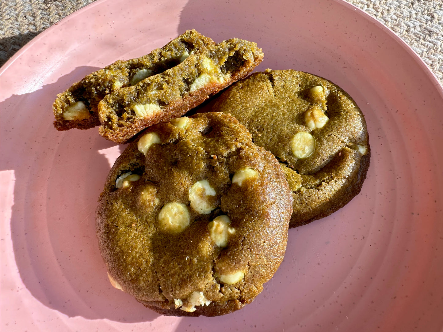 Brown Butter White Chocolate Matcha Cookies